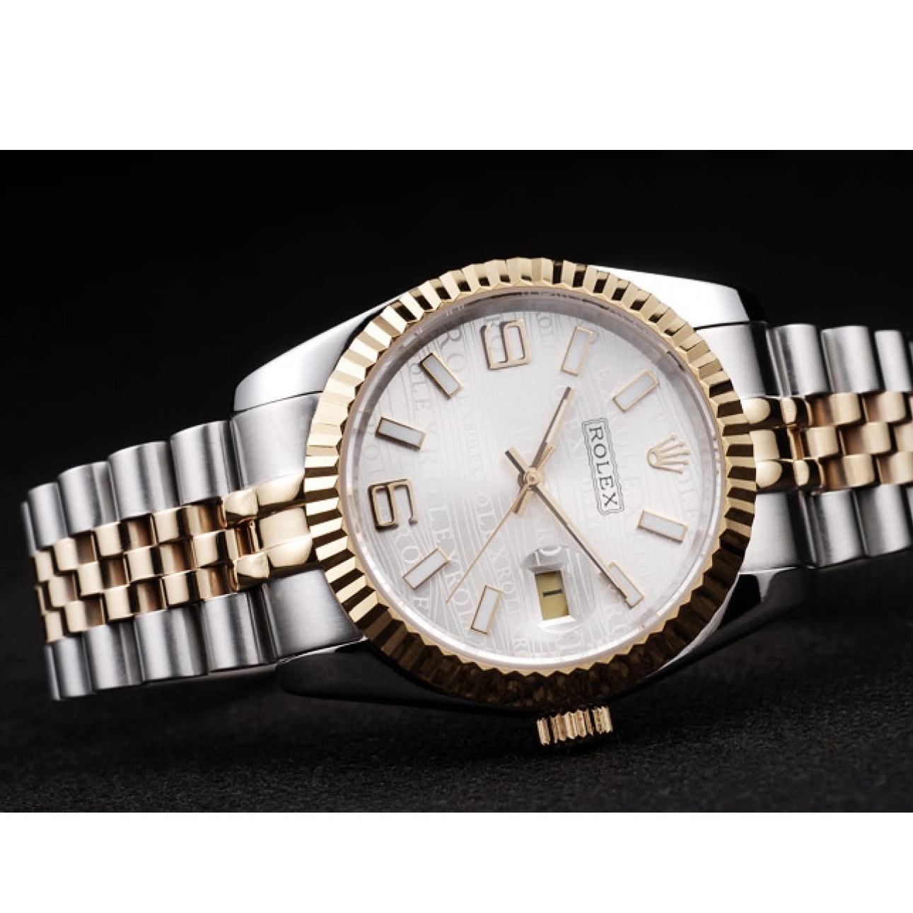 Aaa fake watches Two Stainless Steel DateJust Silver Plated 98084 Tone Rolex Dial Gold 18k 0705